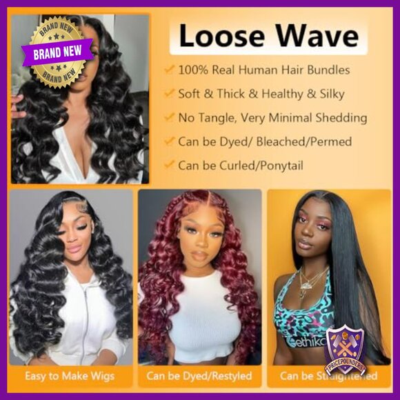 26in Brazilian Virgin Loose Wave Human Hair Bundle 100% Unprocessed main image 6